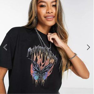 ASOS Reclaimed Vintage inspired shrunken crop top butterfly t-shirt